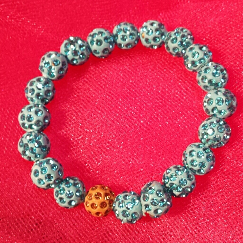 Blue and gold sparkle bling stretch bracelet NWT